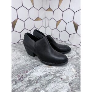 Born Antonia Black Leather Moto Block Heel Biker Booties Women’s 10M Punk Emo